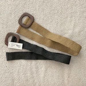 Woven wood buckle belts